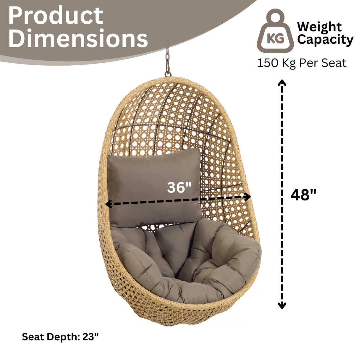 Hanging Egg Swing Chair (Beige and Dark Grey)