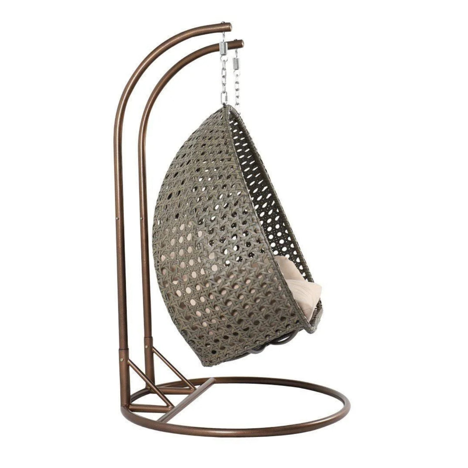Double Seater Hanging Swing Chair (Dark Brown/Cream)