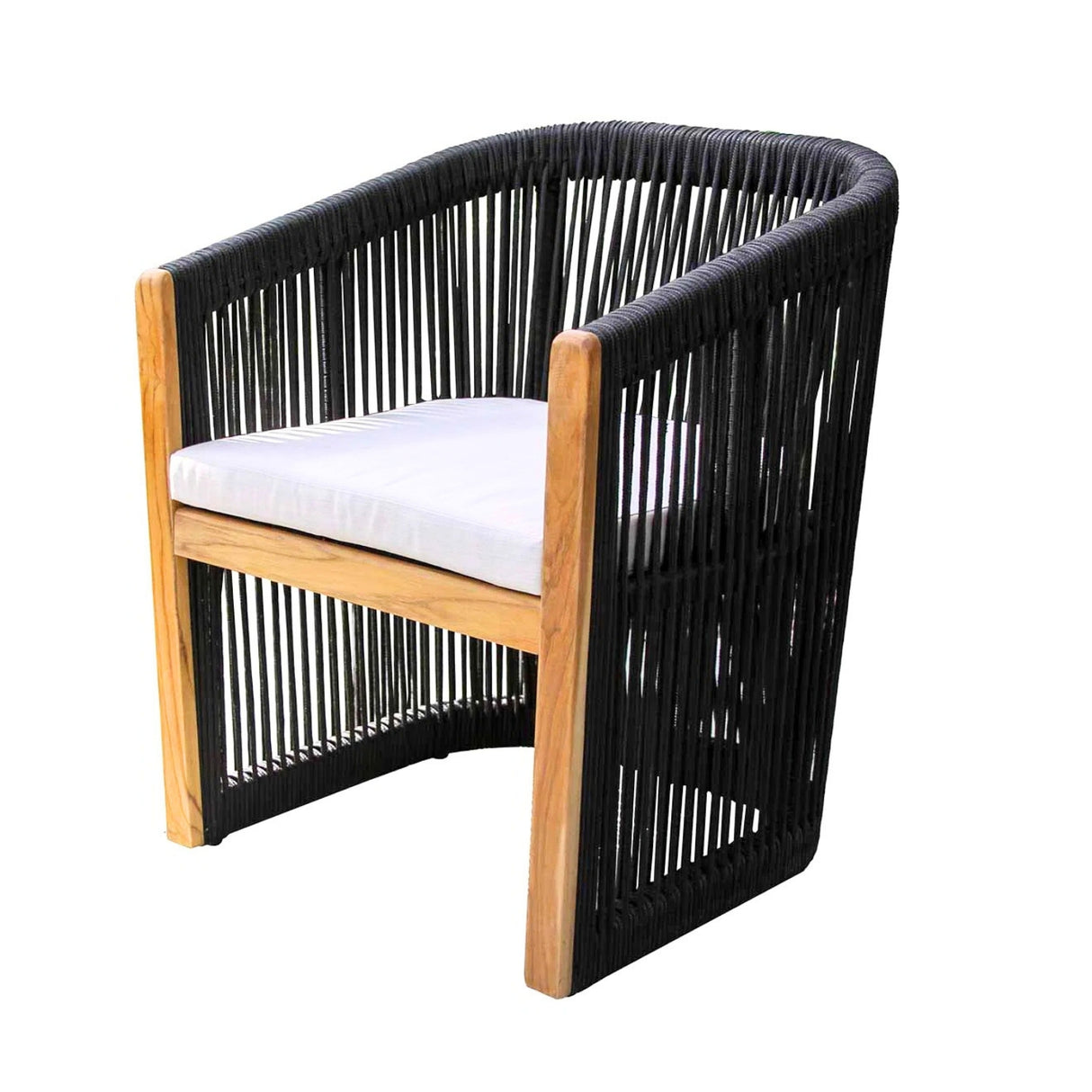 Modern Outdoor Rope Accent Chairs Set of 2 with Solid Wooden Frame