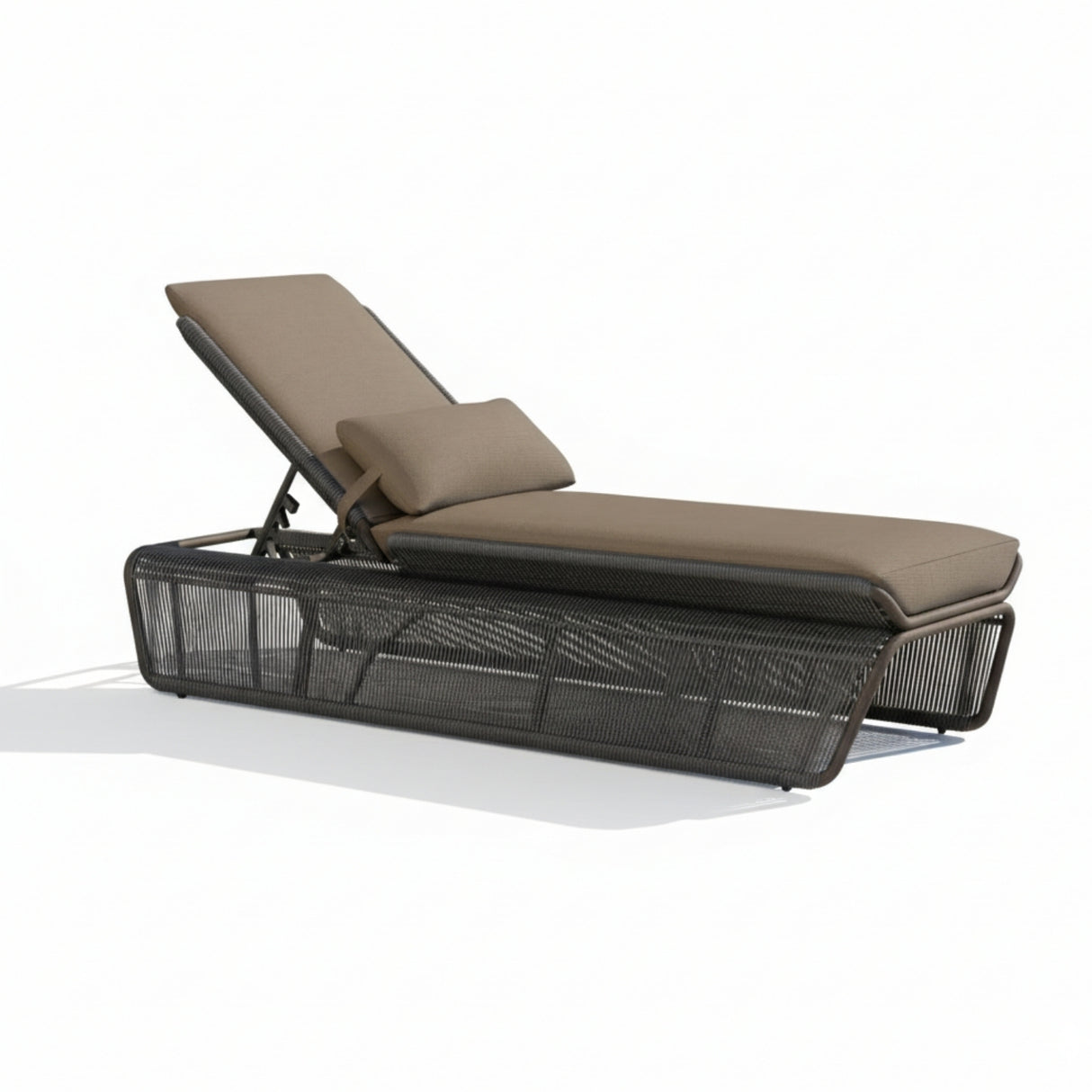 Outdoor Rope Lounge Chair With 2-Tier Table