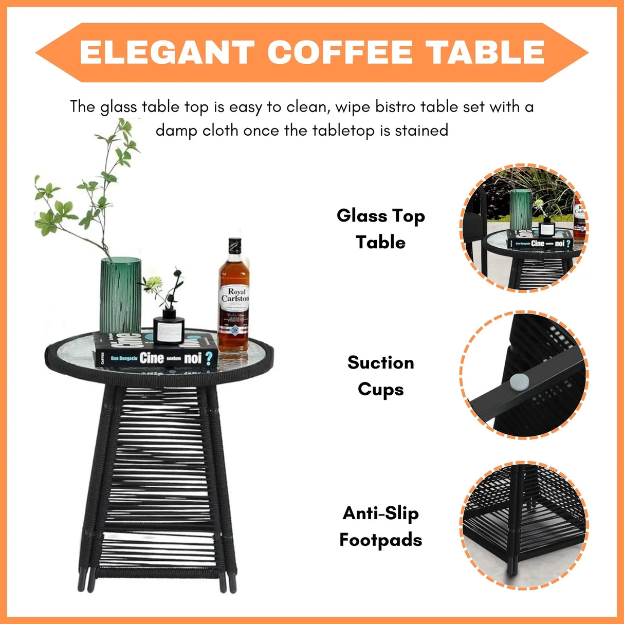 Outdoor Rope 3-Piece Patio Set