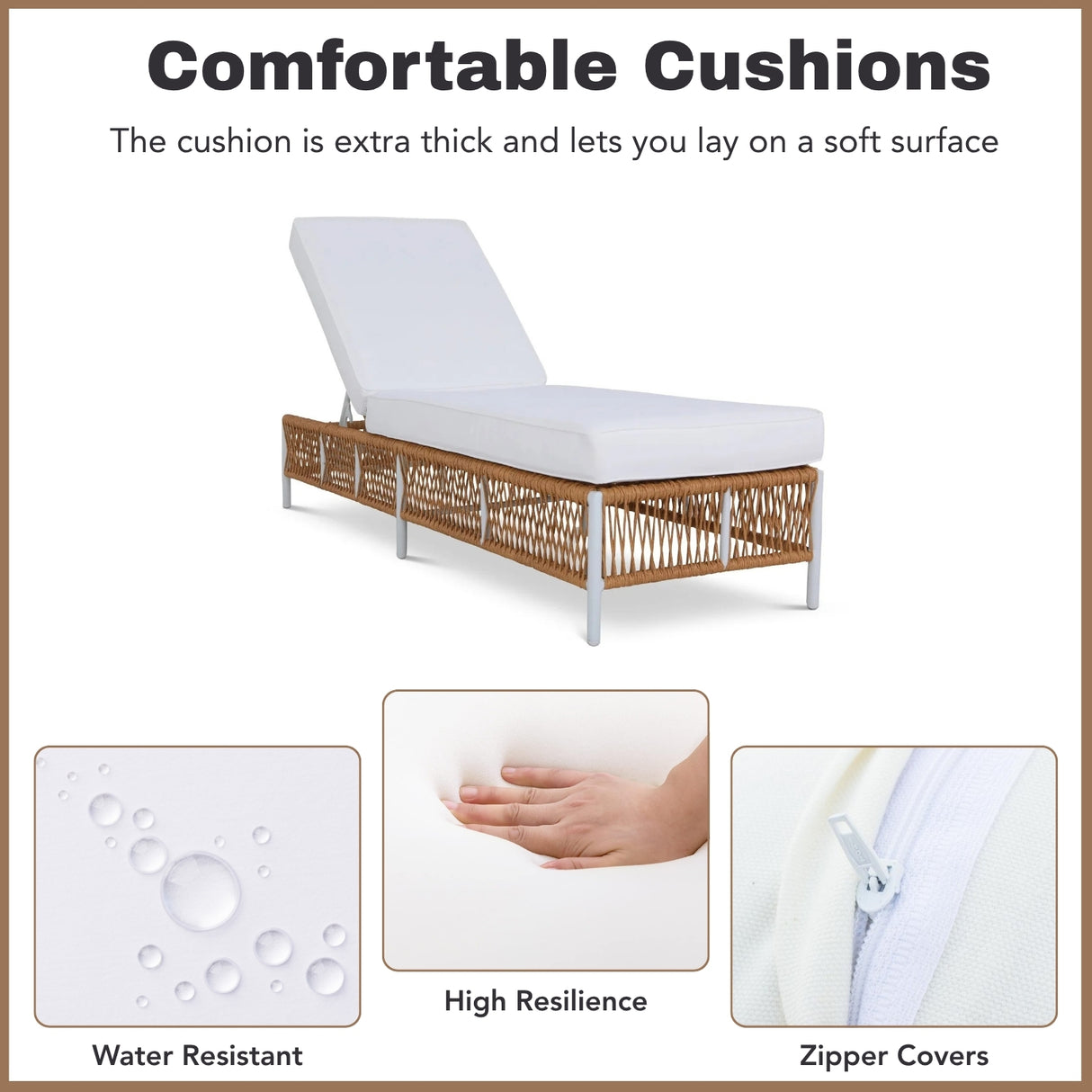 Outdoor Rope Lounge Chairs Set of 2 with Thick Cushions