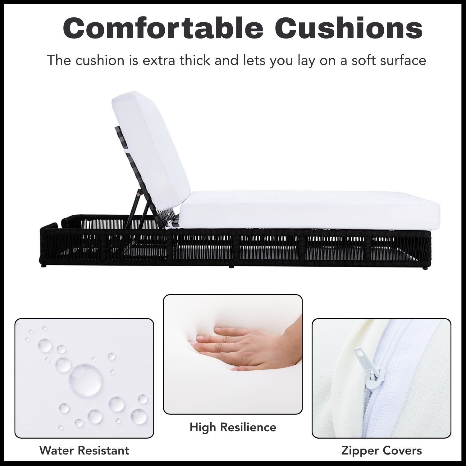 Outdoor All-Weather Rope Lounger with Cushions