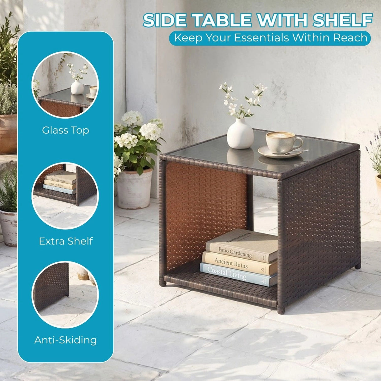 Outdoor 5 Piece Patio Wicker Furniture Set
