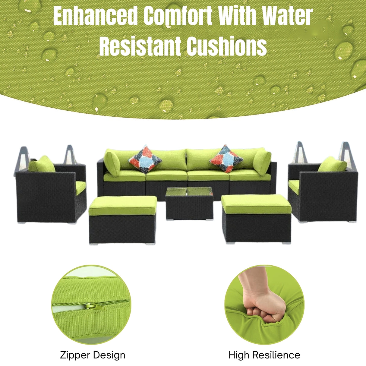 6-Piece Outdoor Conversation Set (Black & Green)