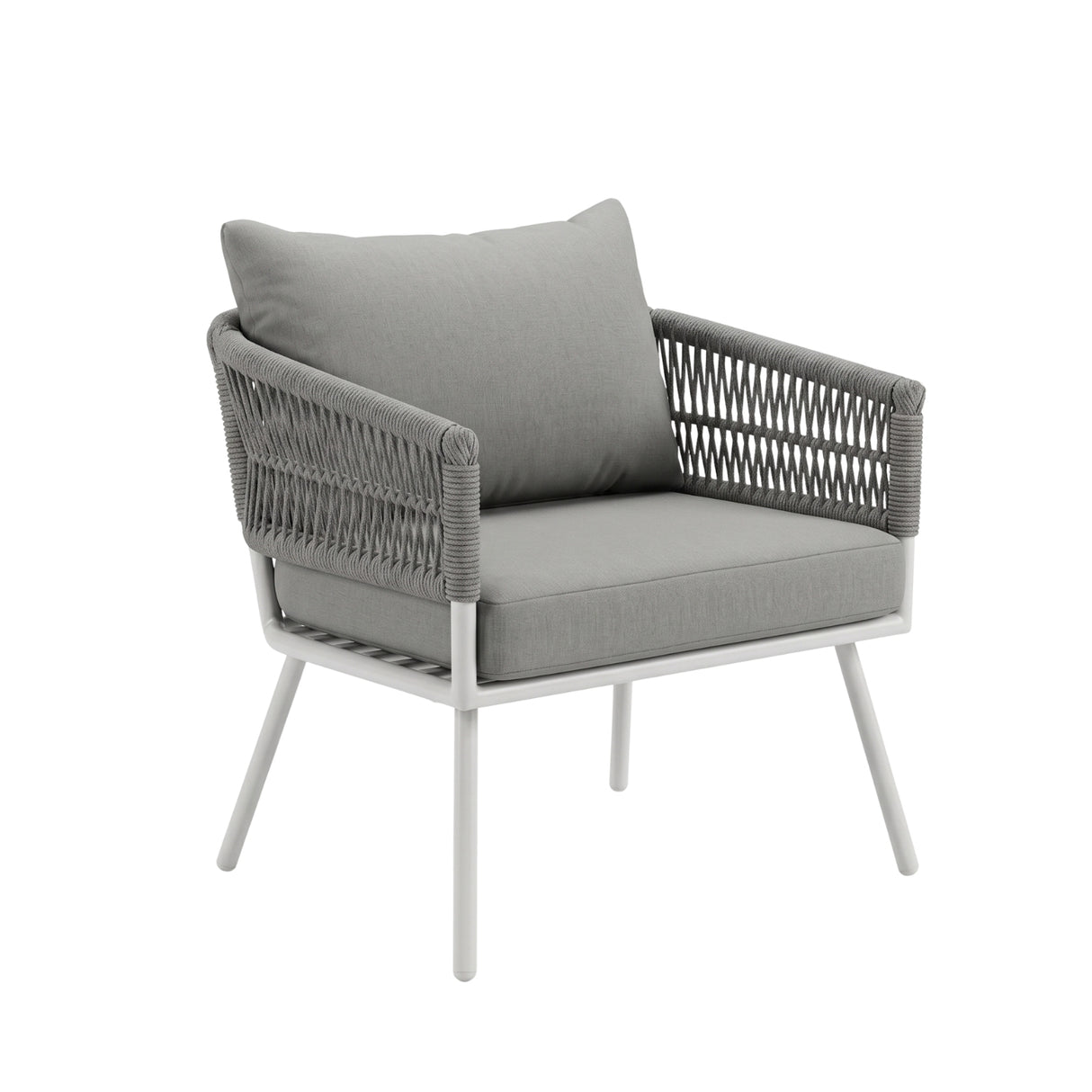 Outdoor Rope Sofa Set with Wooden Top Center Table (Grey)
