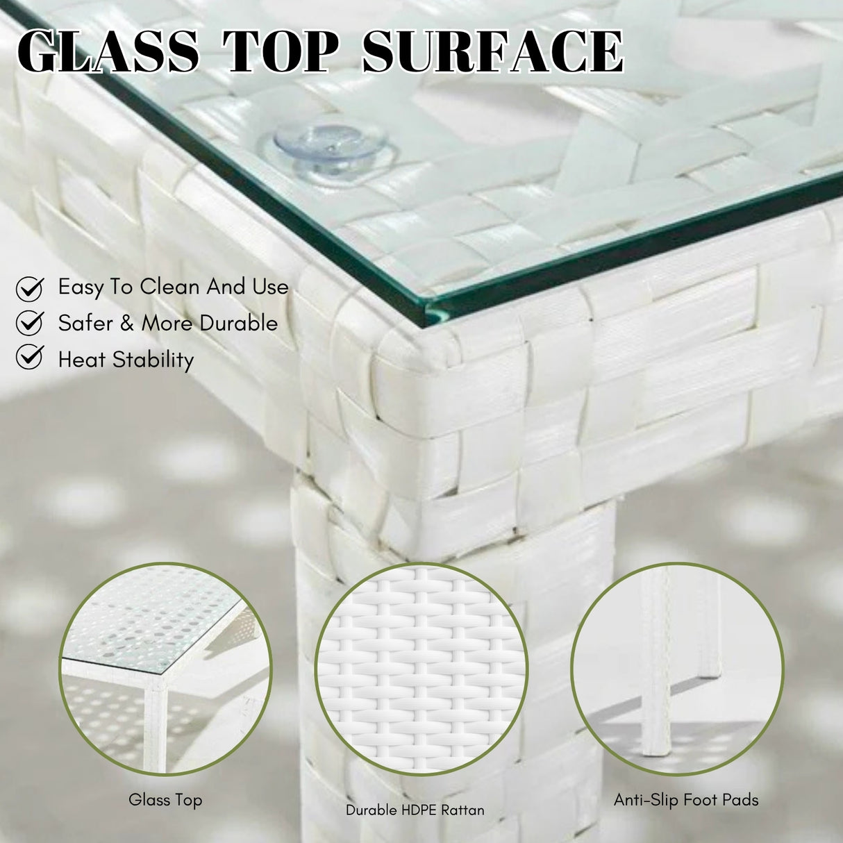 7-Piece Outdoor Rattan Wicker Dinning Table Set