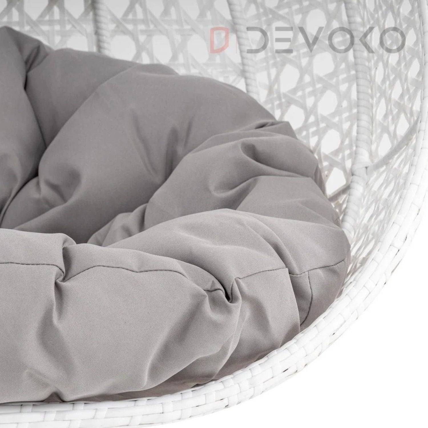 Single Seater Rattan & Wicker Swing (White & Grey)