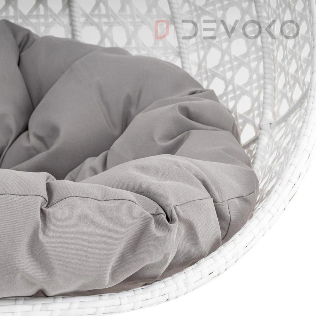 Single Seater Rattan & Wicker Swing (White & Grey)