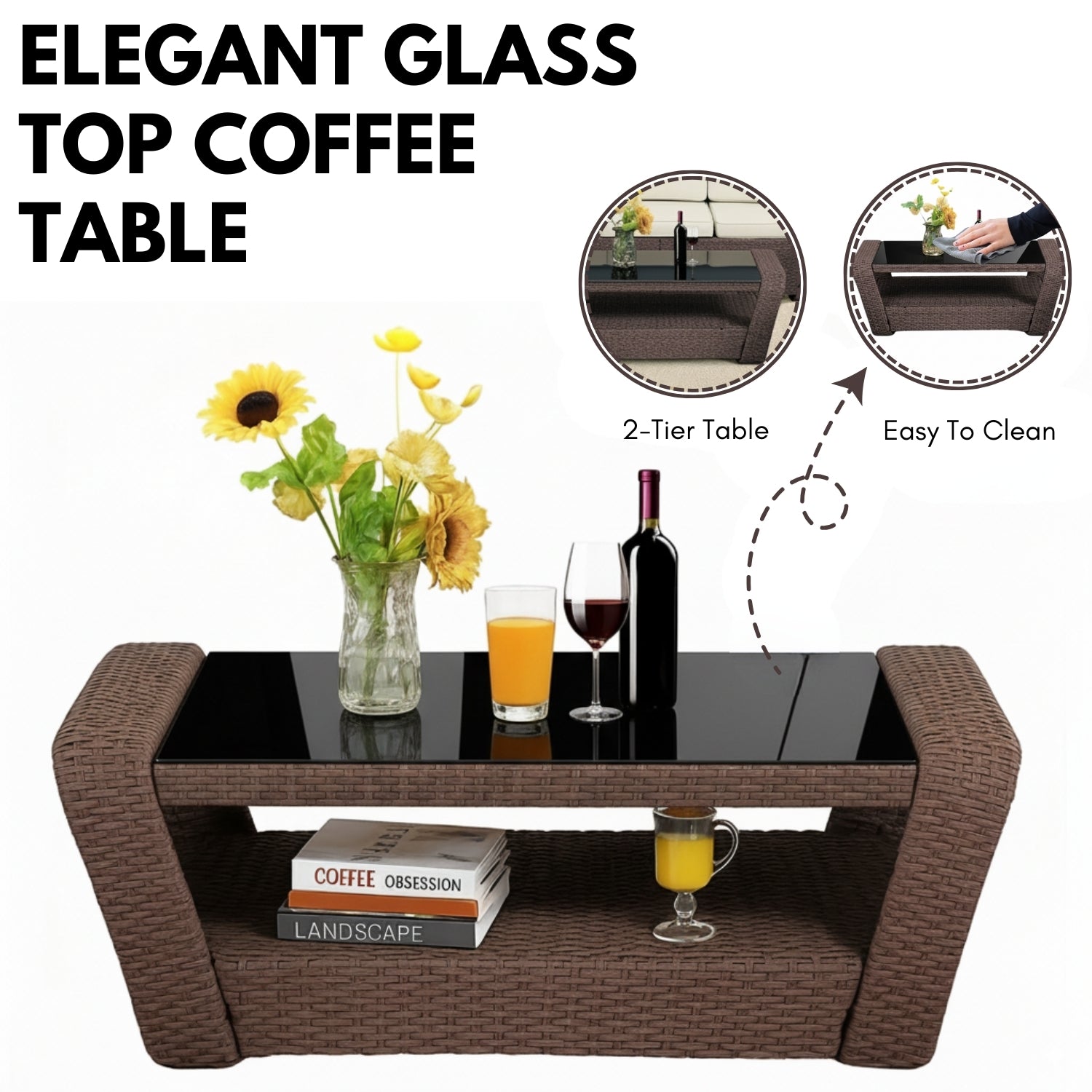 6 Piece Outdoor Wicker Conversation Furniture Set