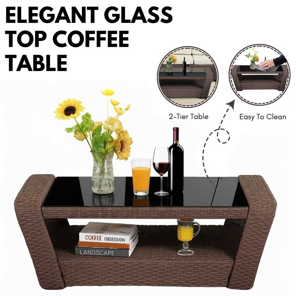 6 Piece Outdoor Wicker Conversation Furniture Set