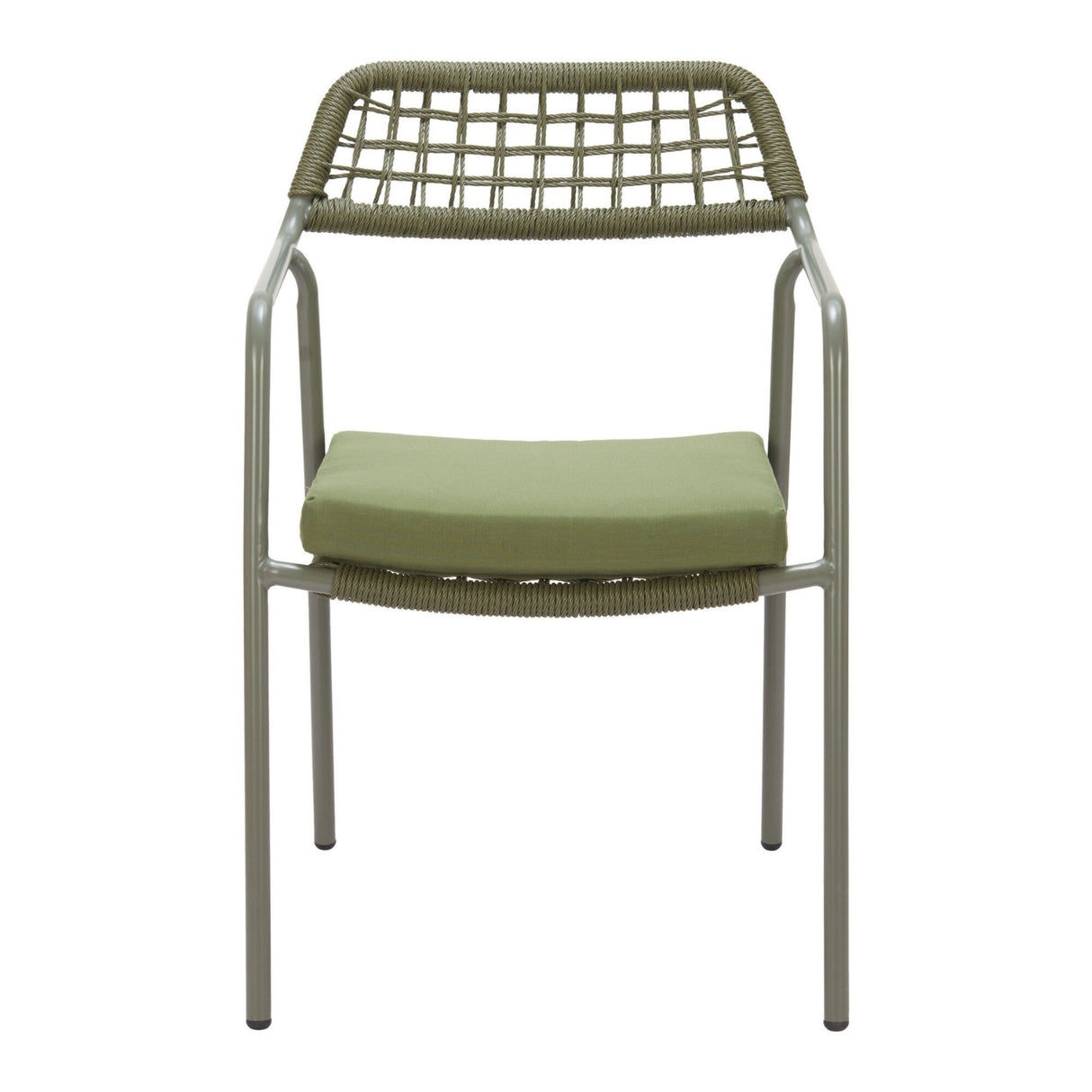 Outdoor Rope Dining Chair with Cushion (Green)