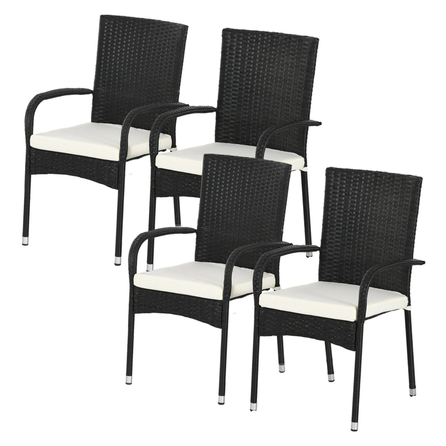 4-Piece Outdoor Rattan Wicker Patio Dining Chairs