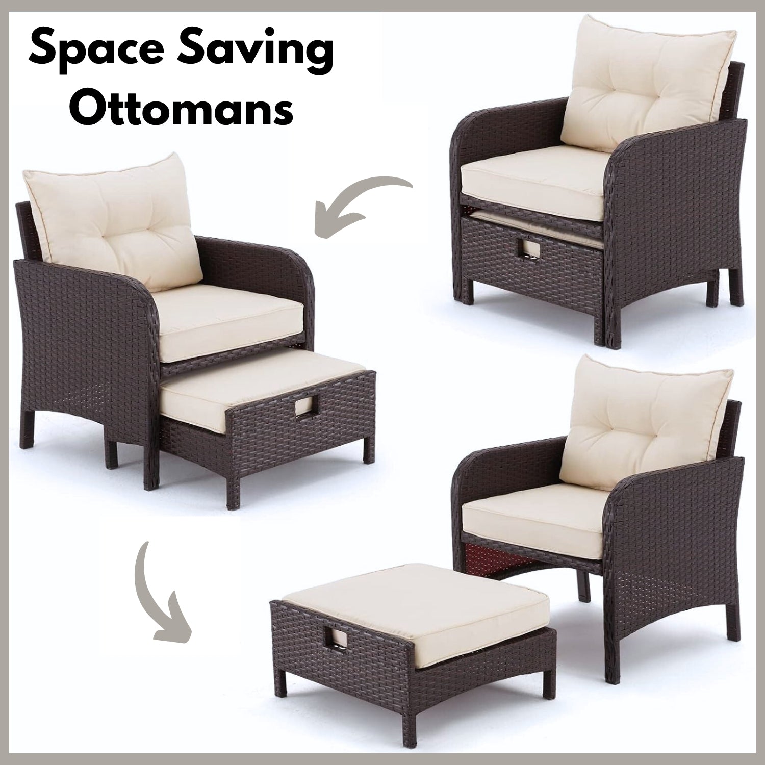 Outdoor 5 Piece Patio Wicker Furniture Set