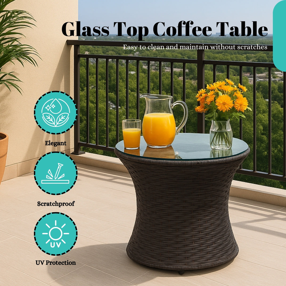 3-Piece Outdoor Rattan Wicker Patio Set