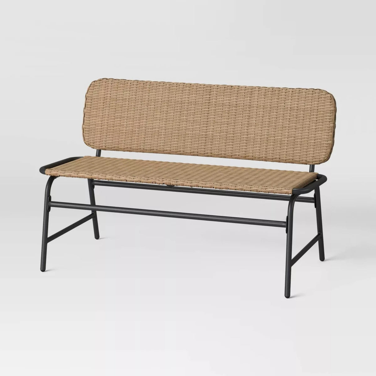 2-Seater Outdoor Garden Rattan Bench With Metal Frames