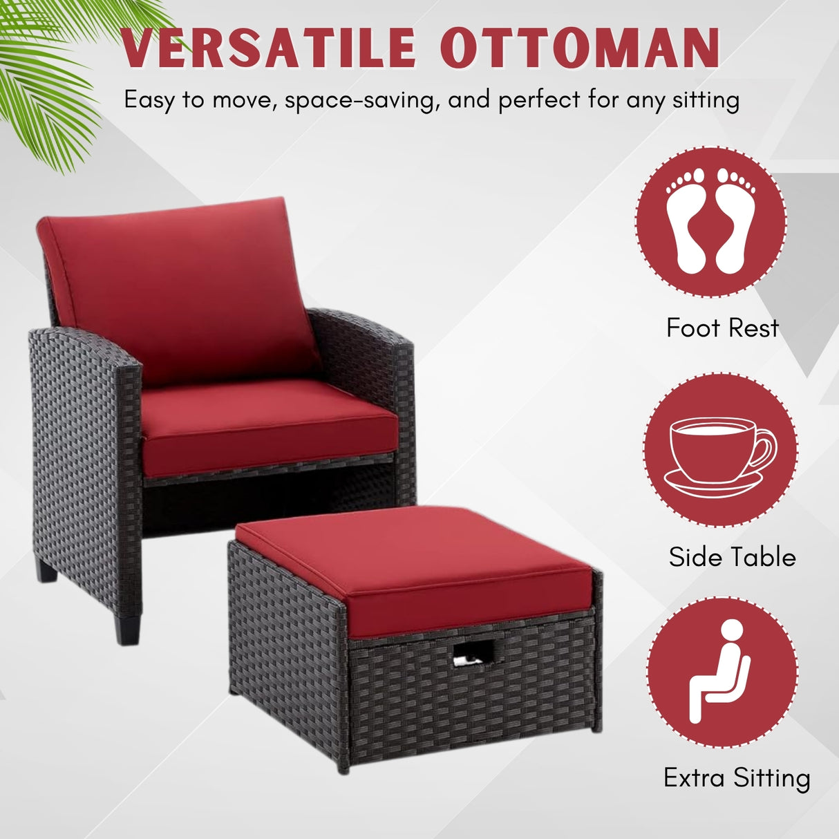 5 Piece Outdoor Patio Wicker Furniture Set