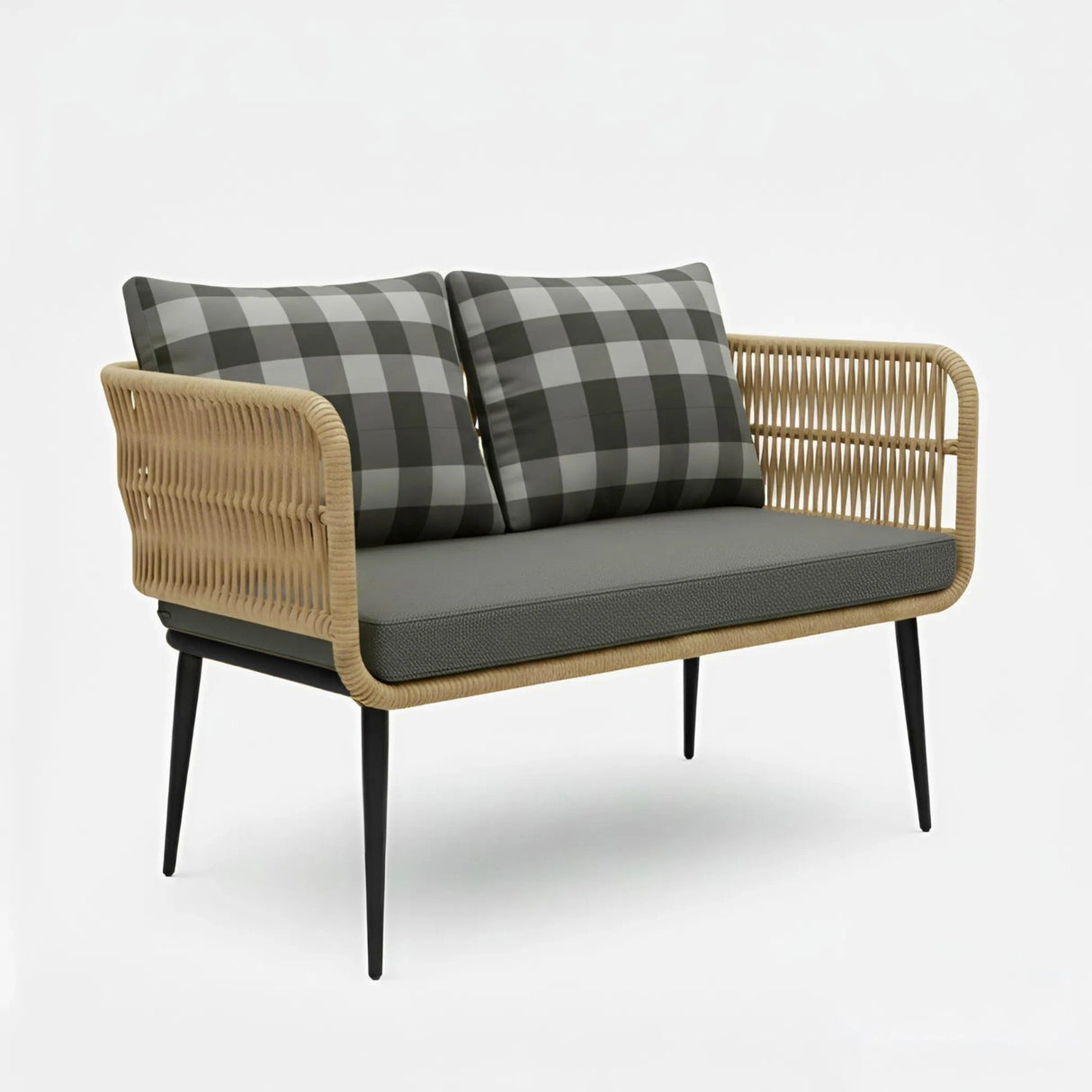 Outdoor 4-Seater Rope Conversation Set (Beige & Dark Grey)