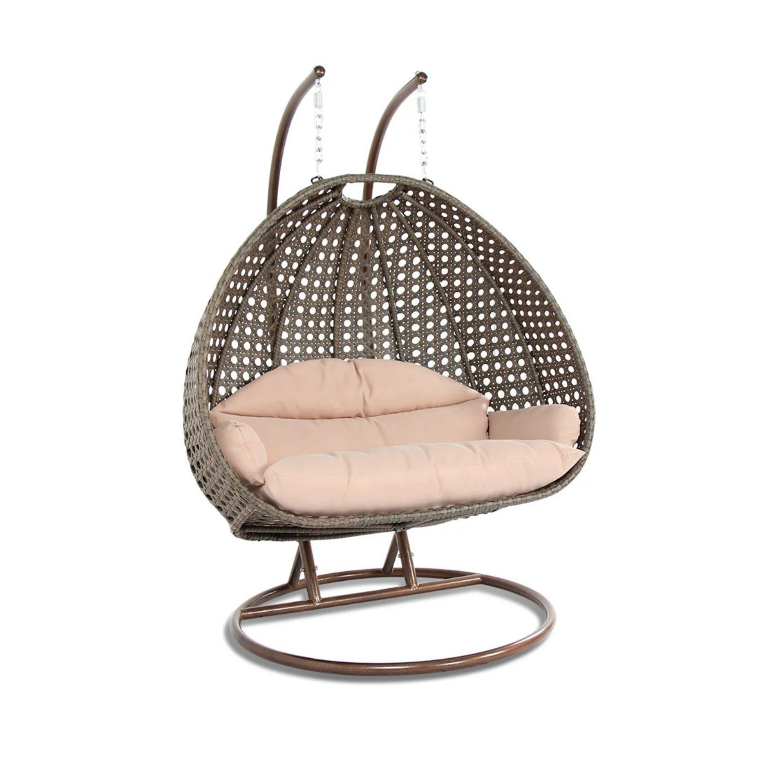 Double Seater Hanging Swing Chair (Dark Brown/Cream)