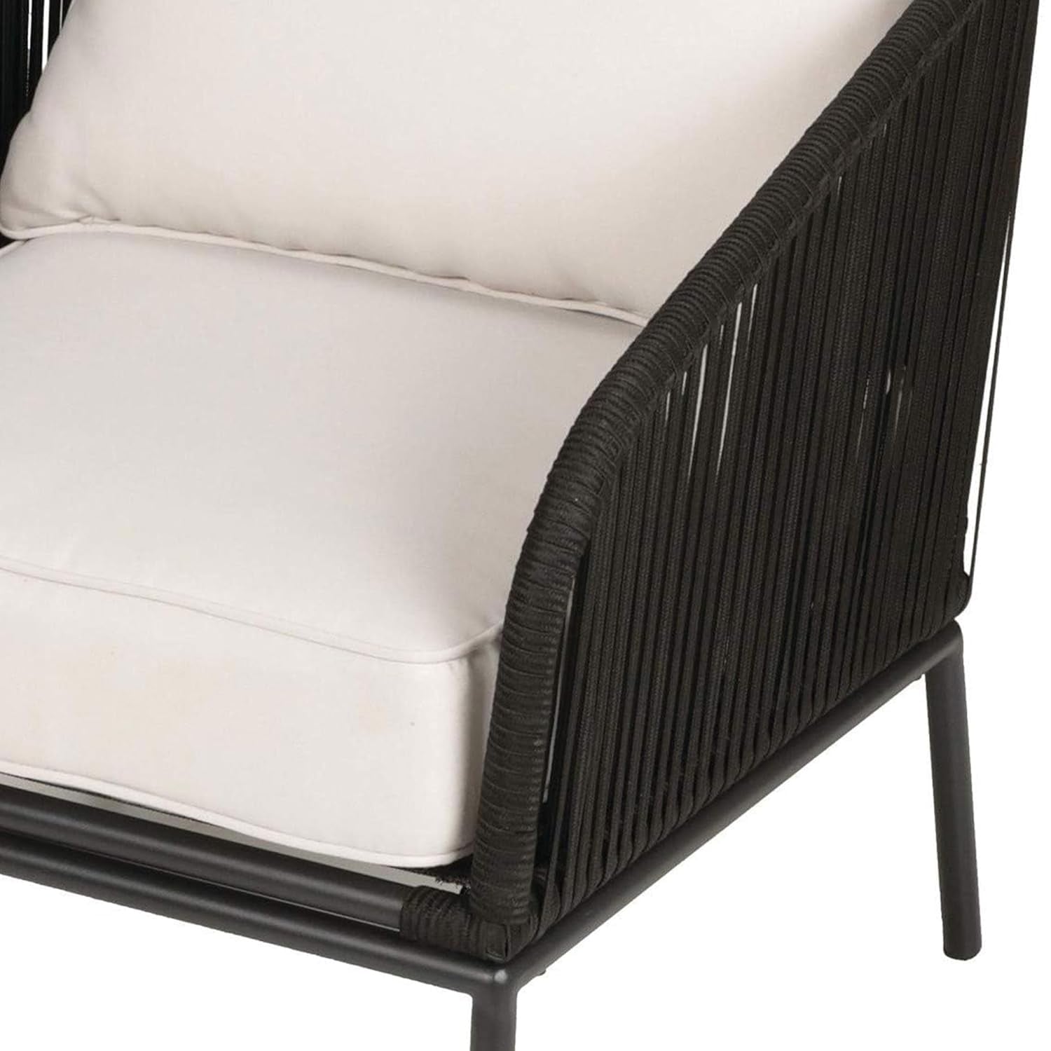 3 Piece Outdoor Rope Bistro Set (Black & White)