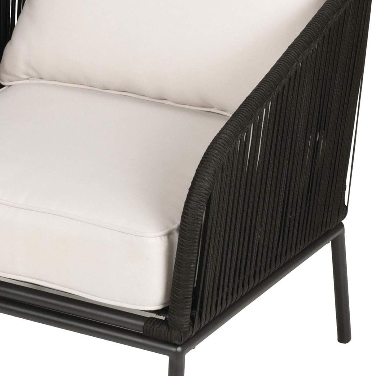 3 Piece Outdoor Rope Bistro Set (Black & White)