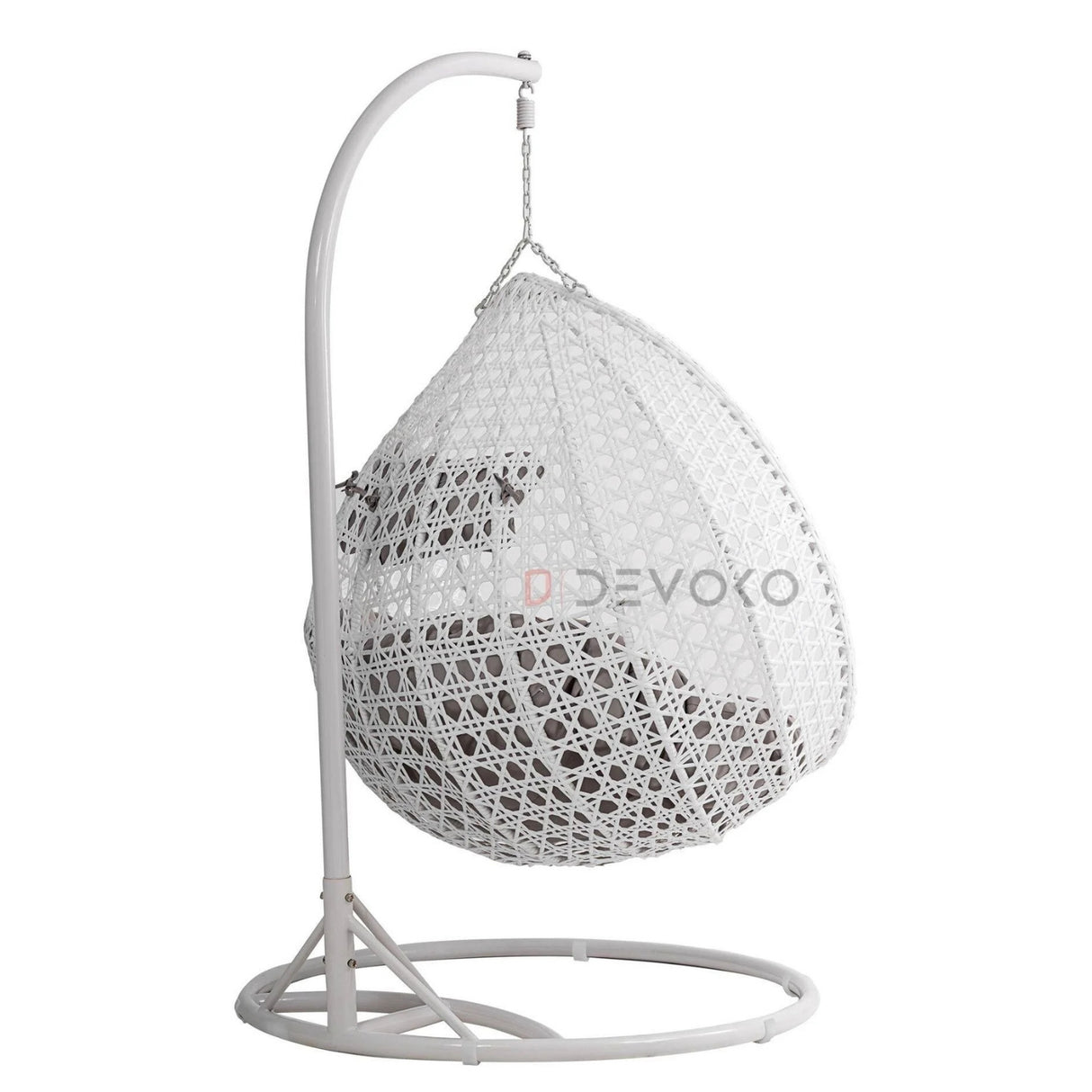 Double Seater Rattan & Wicker Swing (White & Grey)