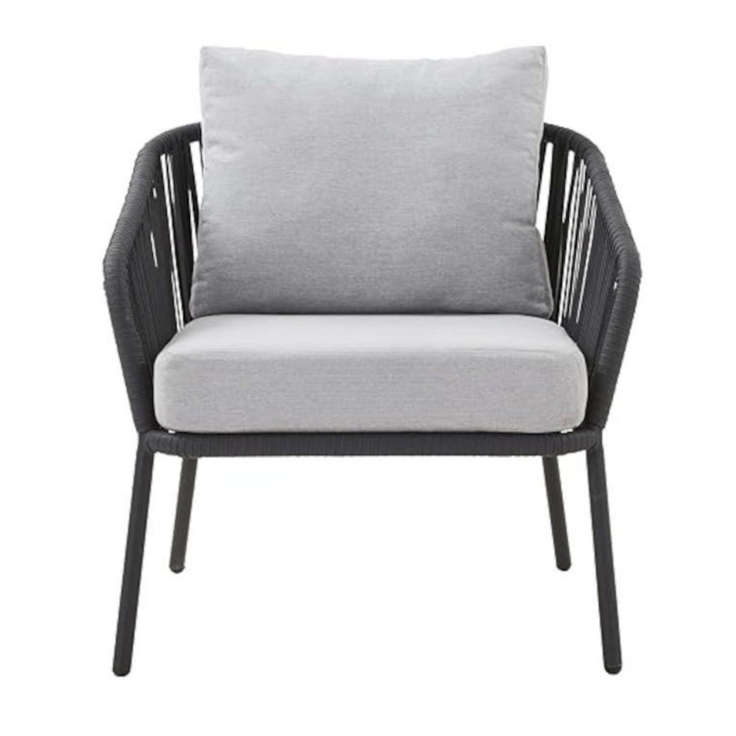 4-Piece Outdoor Rope Patio Sofa Set (Black & Grey)