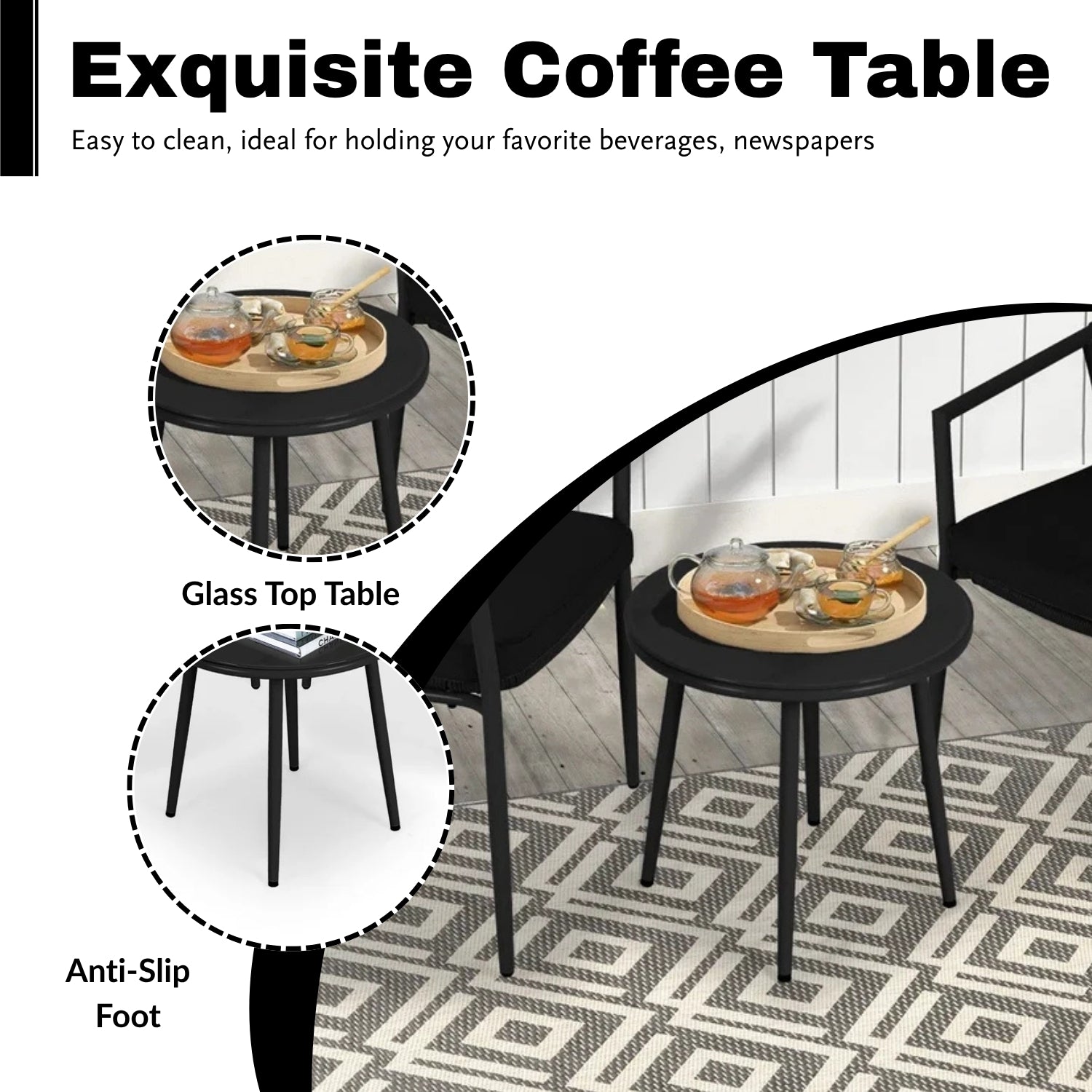 3 Piece Garden Outdoor Rope Patio Set