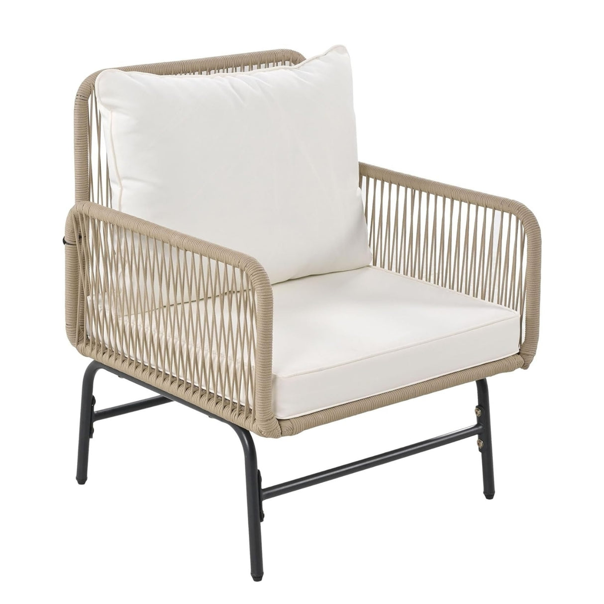 Outdoor L-Shape Rope Sofa Set (Beige & White)