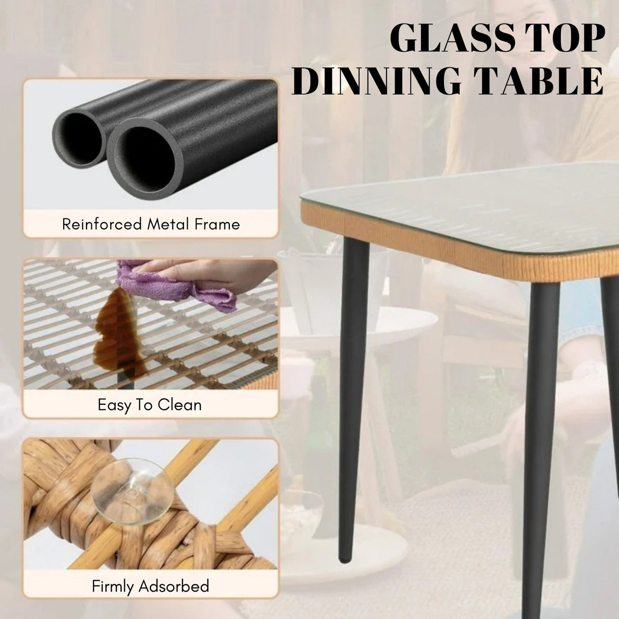 5-Piece Outdoor Patio Dining Set With Rattan Chairs