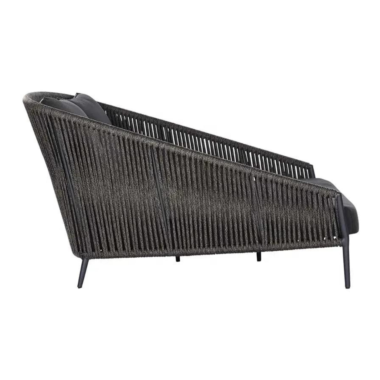 Outdoor Grey Rope Patio Daybed with Comfortable Dark Grey Cushion