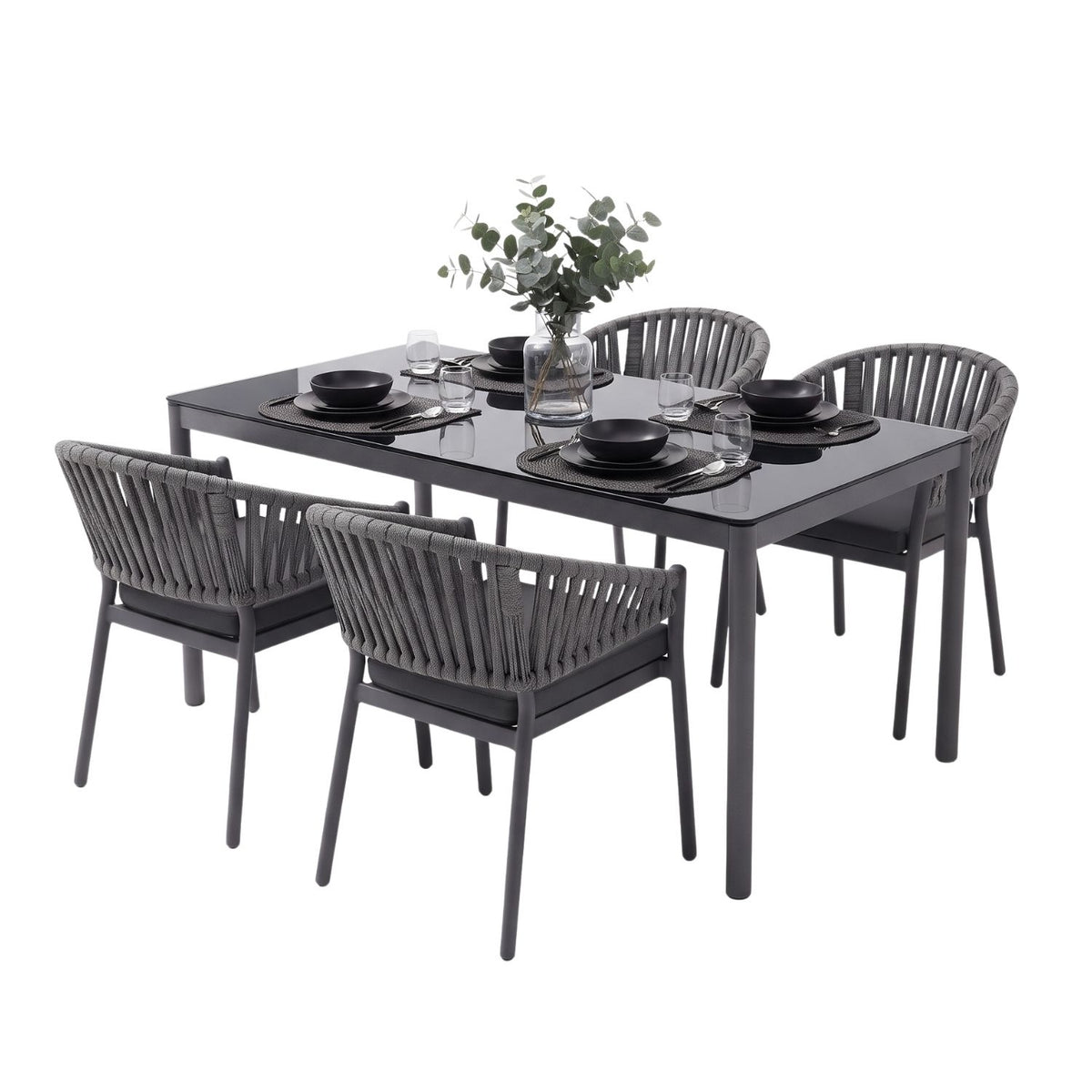 All Weather Resistant 5-Piece Outdoor Dining Set (Grey)