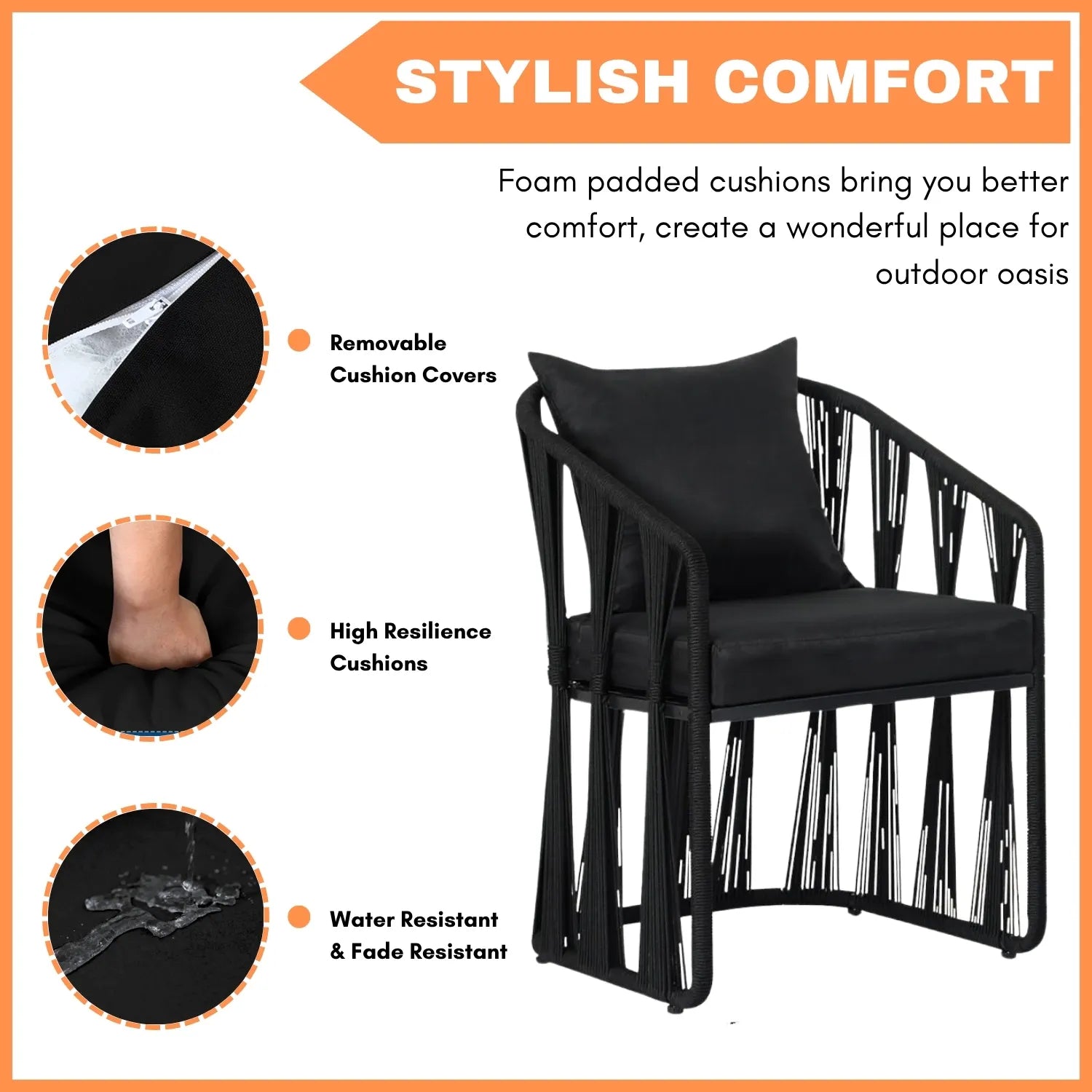 Outdoor Rope 3-Piece Patio Set