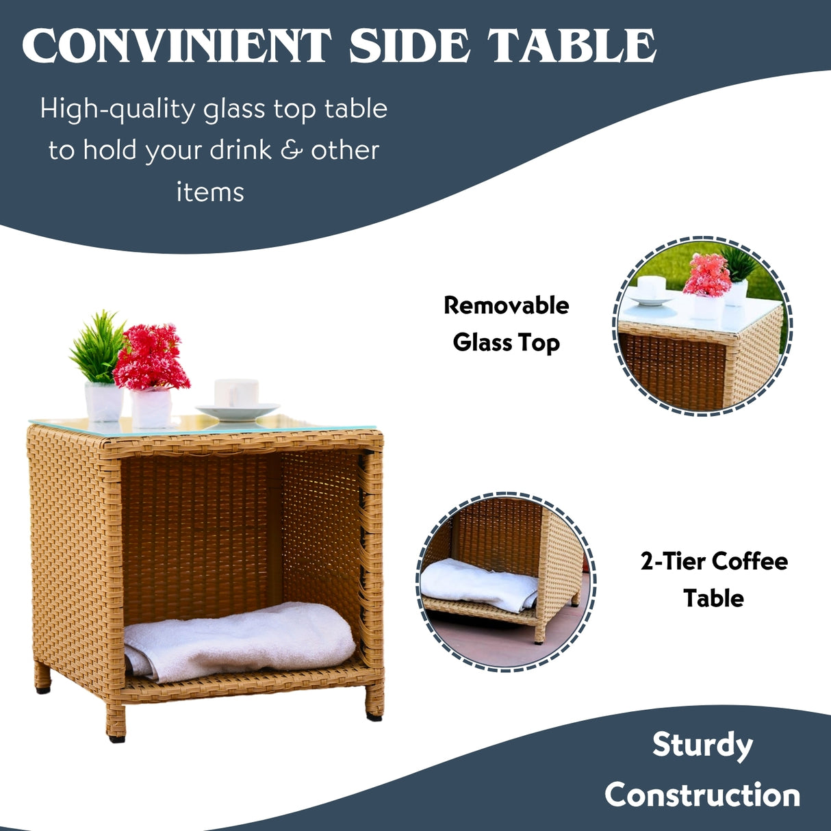 Outdoor 5 Piece Patio Wicker All Weather Sectional Furniture Set