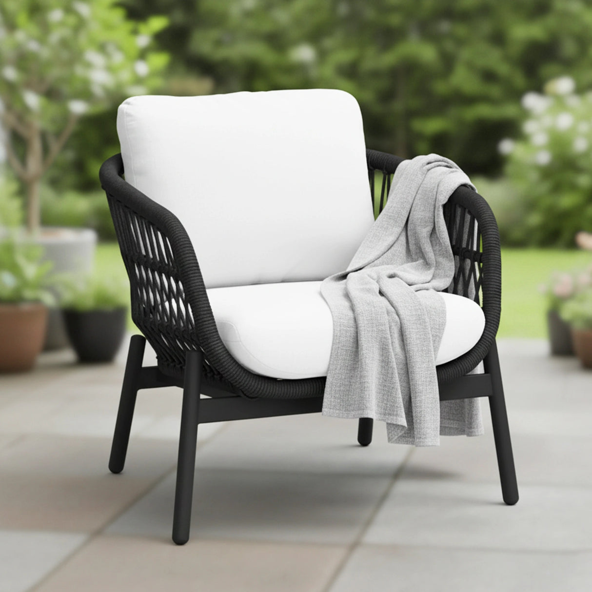 Outdoor 4 Seater Rope Conversation Sofa Set