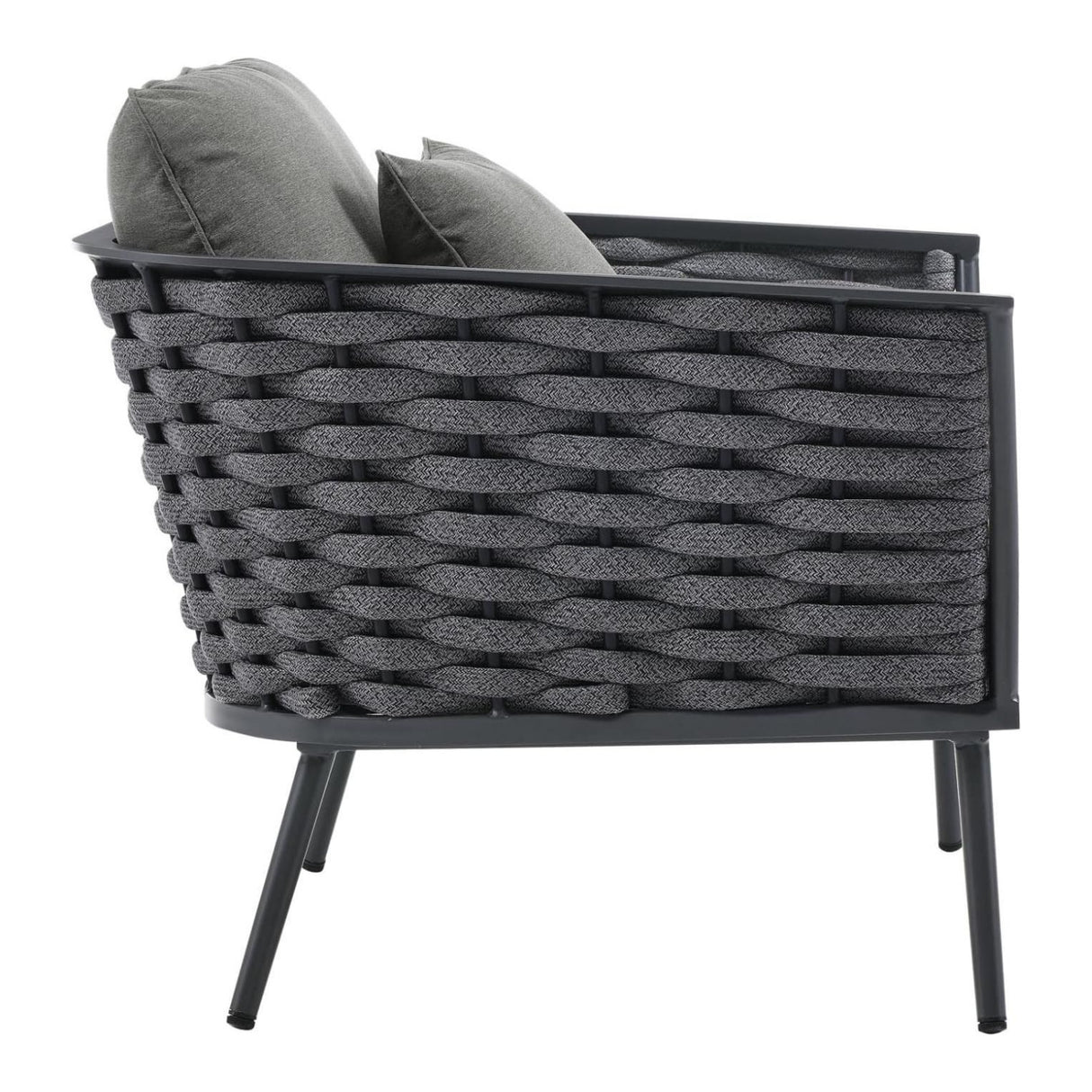 Outdoor Rope 3-Piece Patio Set With Wooden Top Table