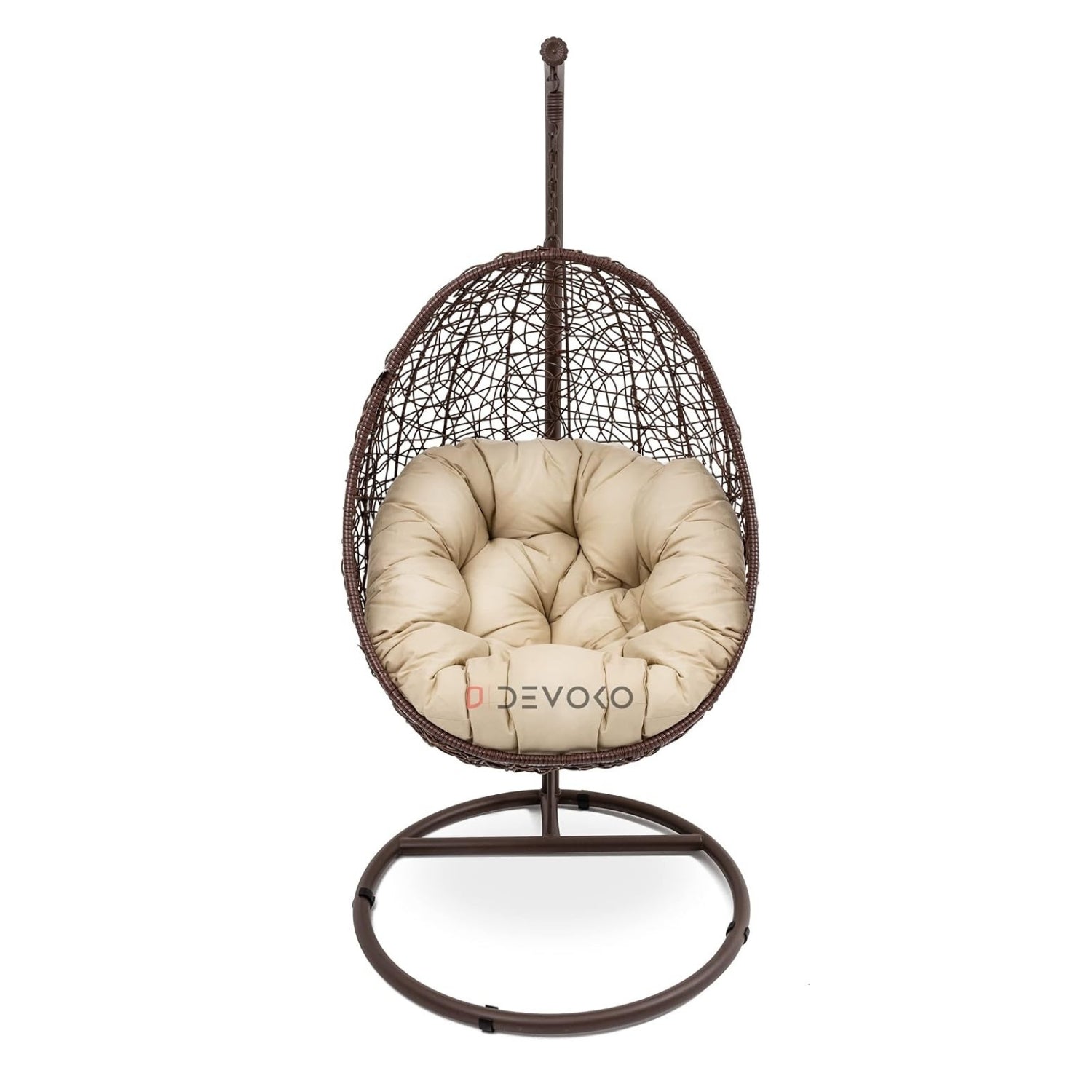 Single Seater Rattan & Wicker Swing (Brown & Cream)