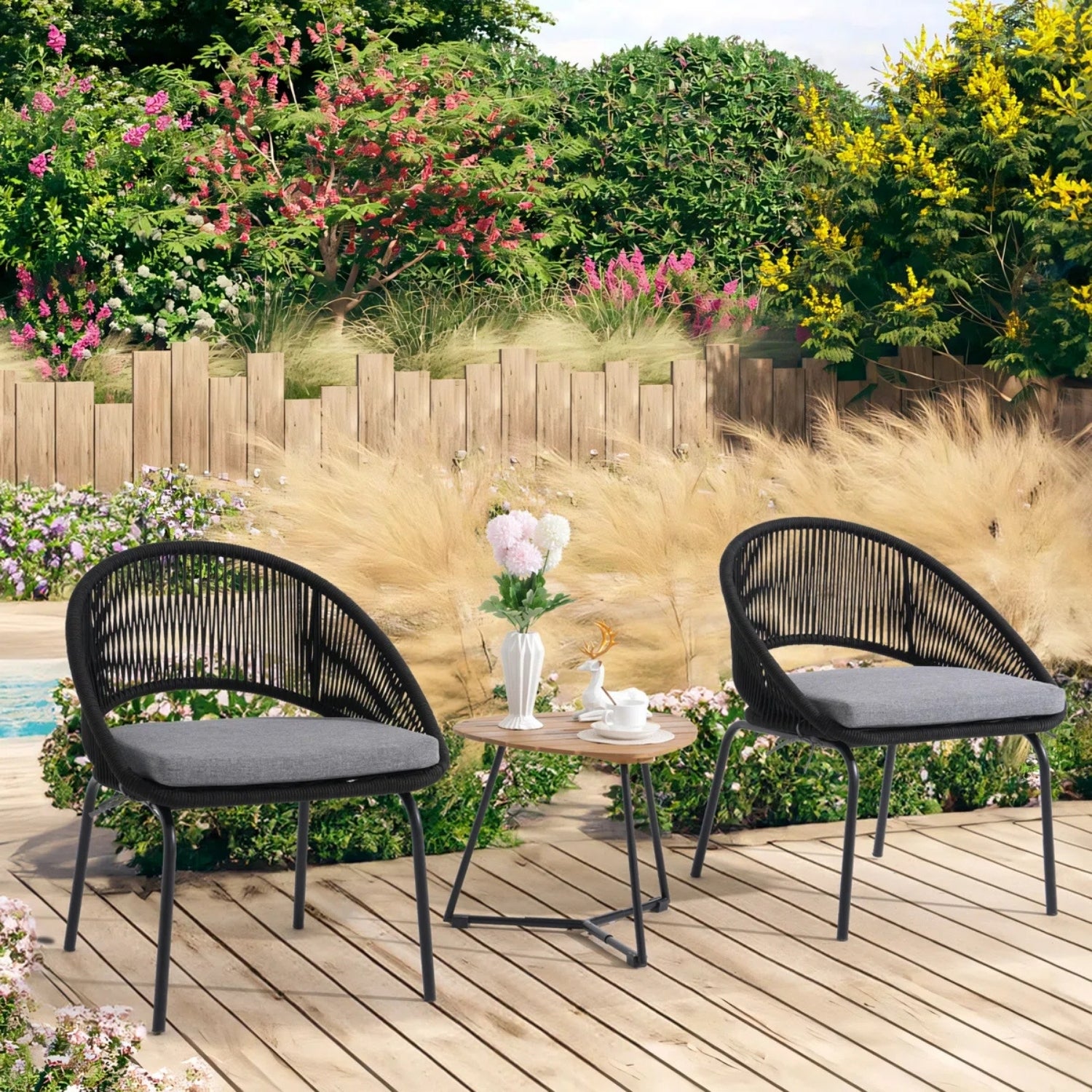 3 Piece Garden Outdoor Rope Patio Set