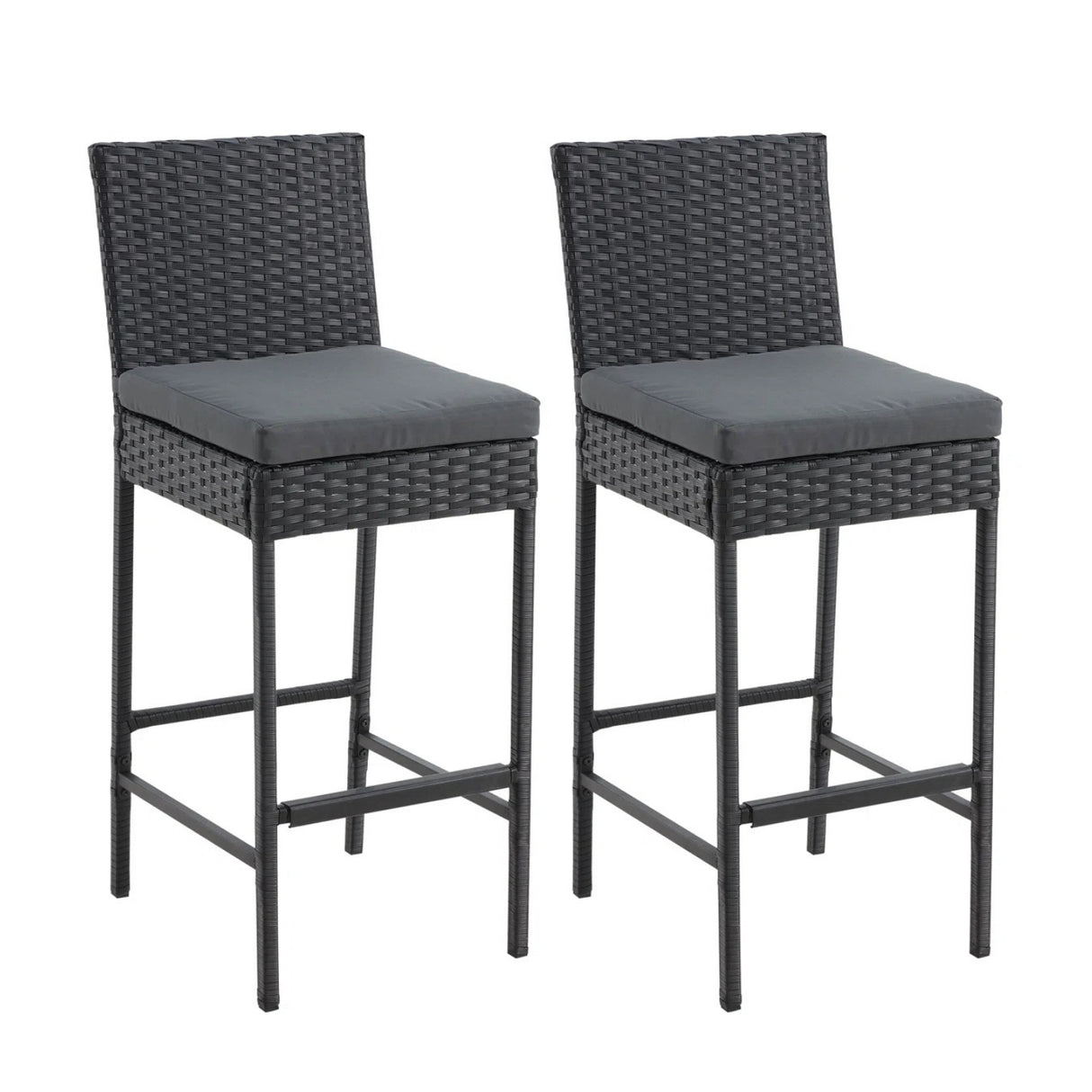 Outdoor Rattan Wicker Bar Chairs Set of 2