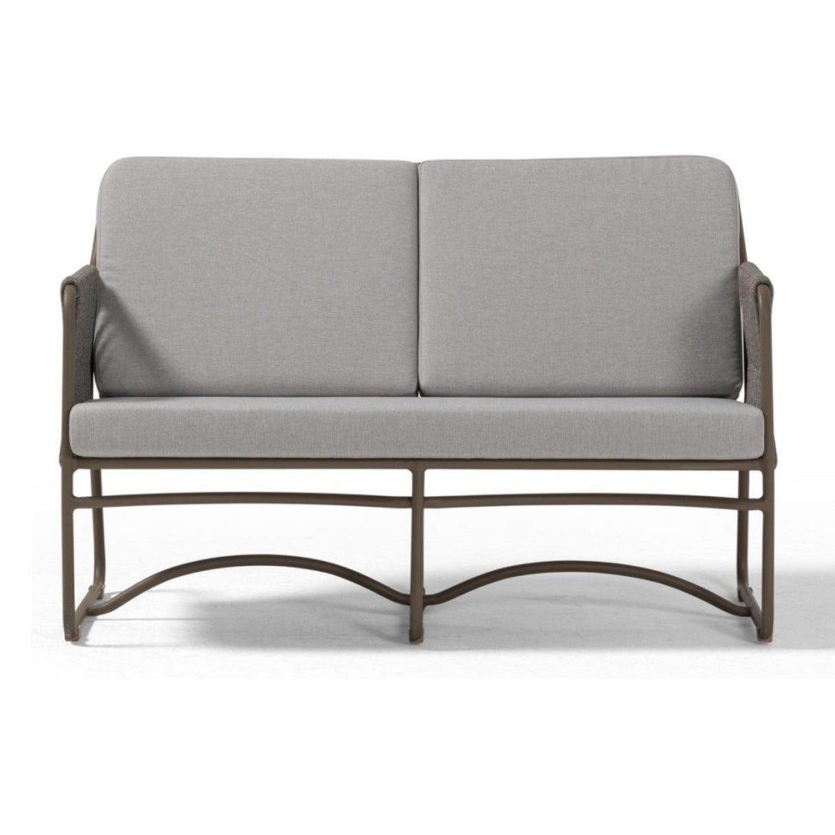 Outdoor Rope Loveseat Sofa Set With Wooden Top Table