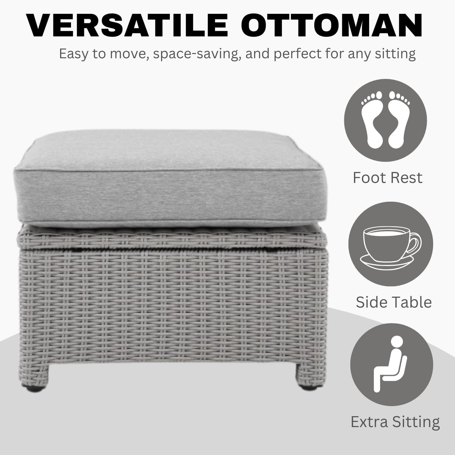 7 Piece Outdoor Wicker Conversation Furniture Set