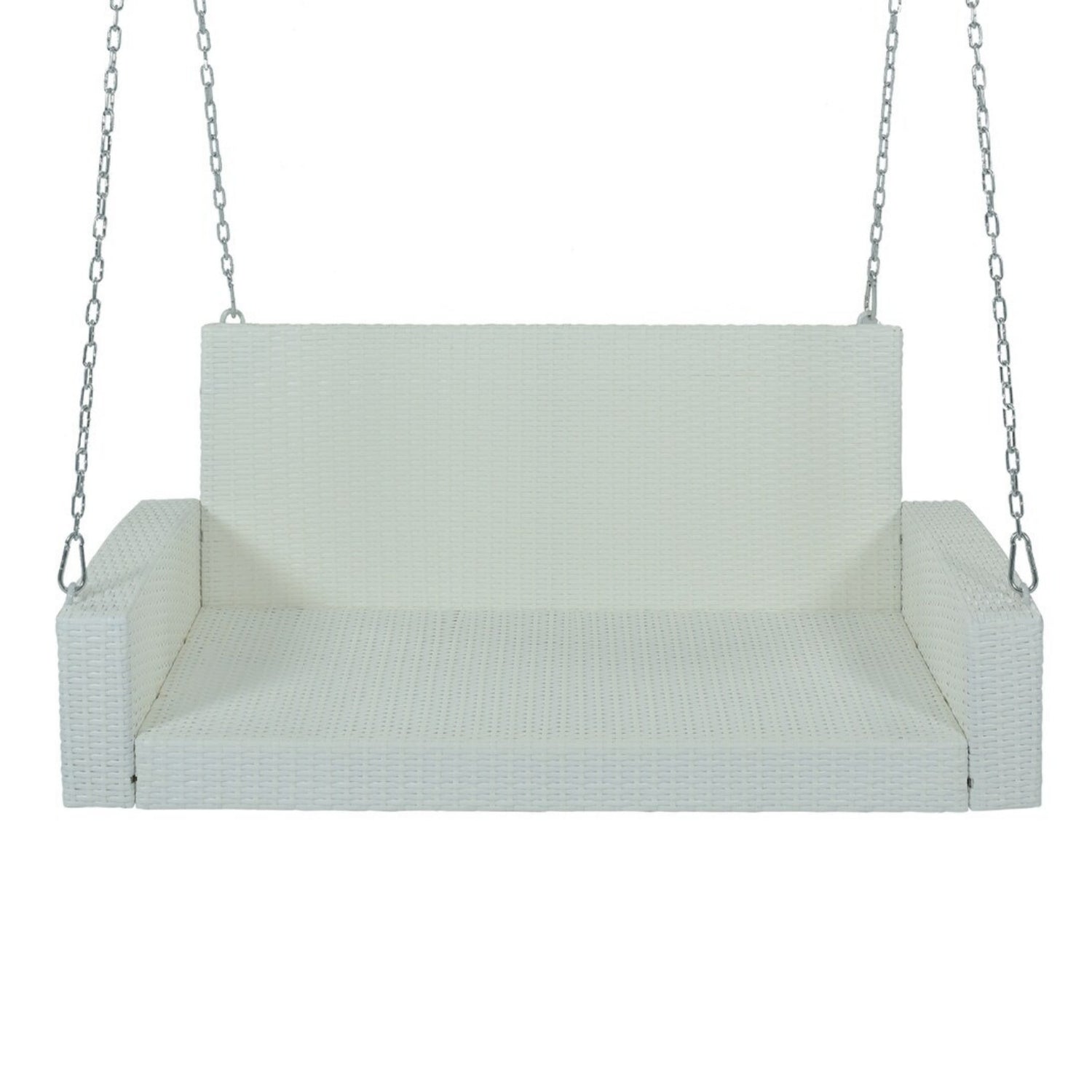 White Rattan Wicker Two Seater Sofa Swing