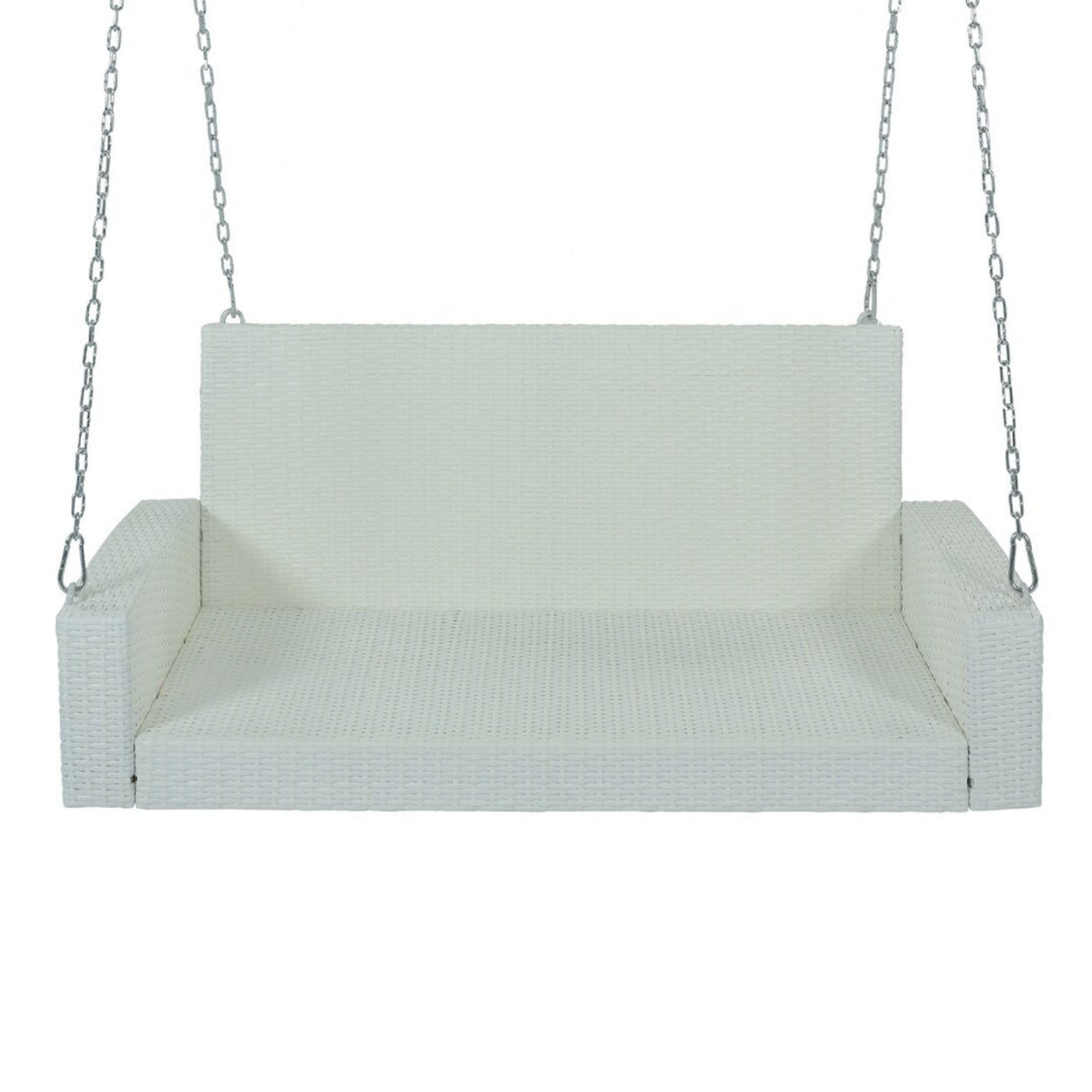 White Rattan Wicker Two Seater Sofa Swing