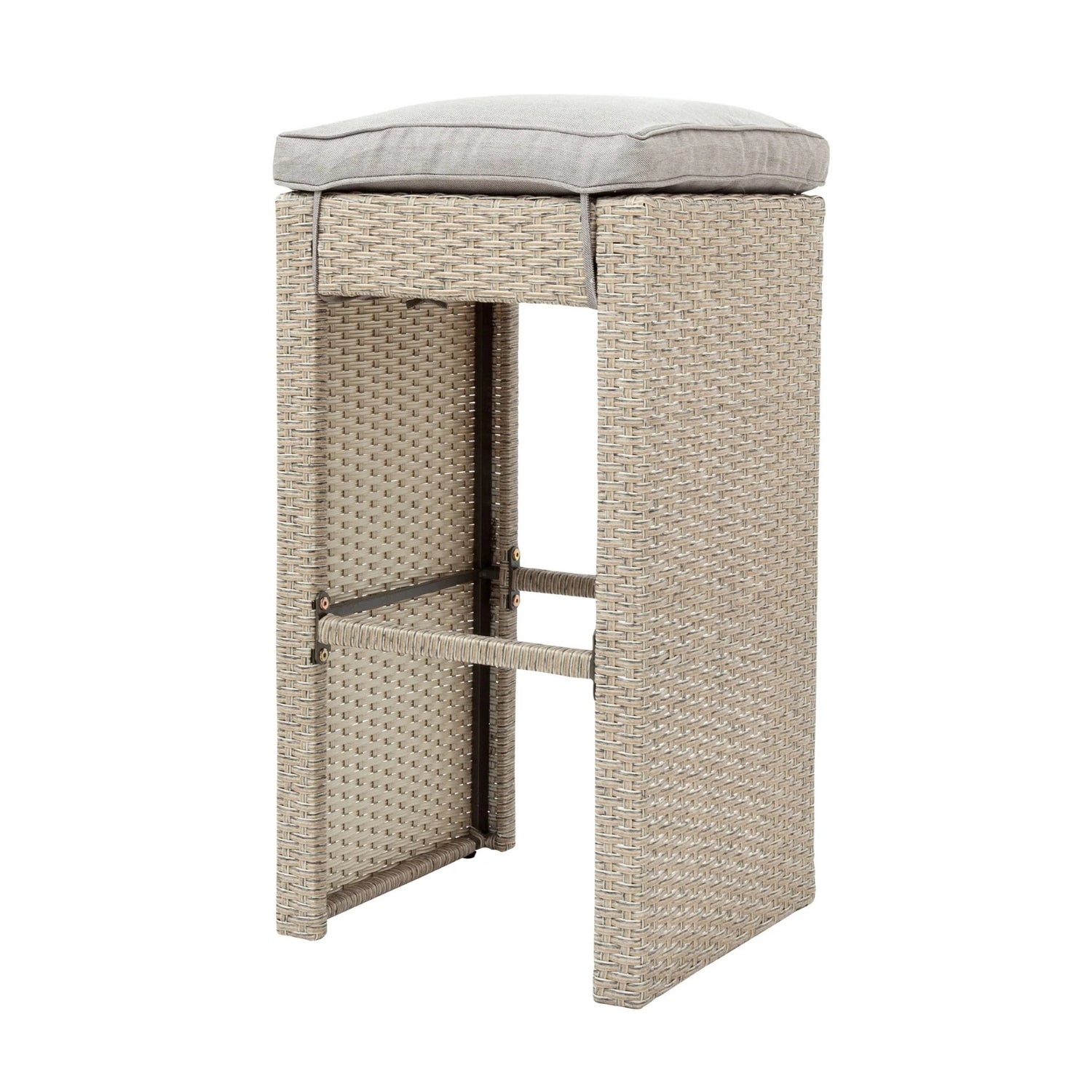 5-Piece Outdoor Rattan Wicker Bar Set with Glass Top Table