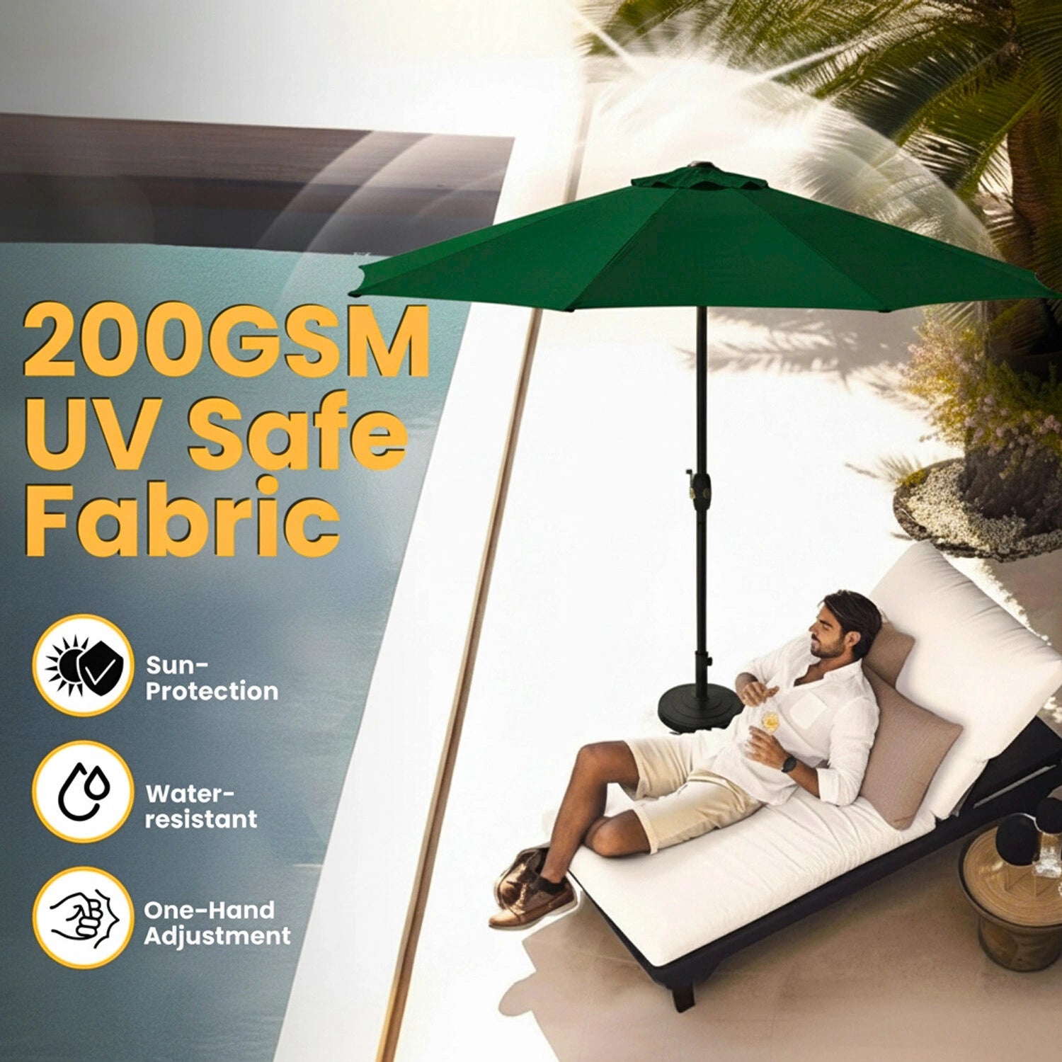 9ft Green Color Outdoor Patio Umbrella with Centre Pole