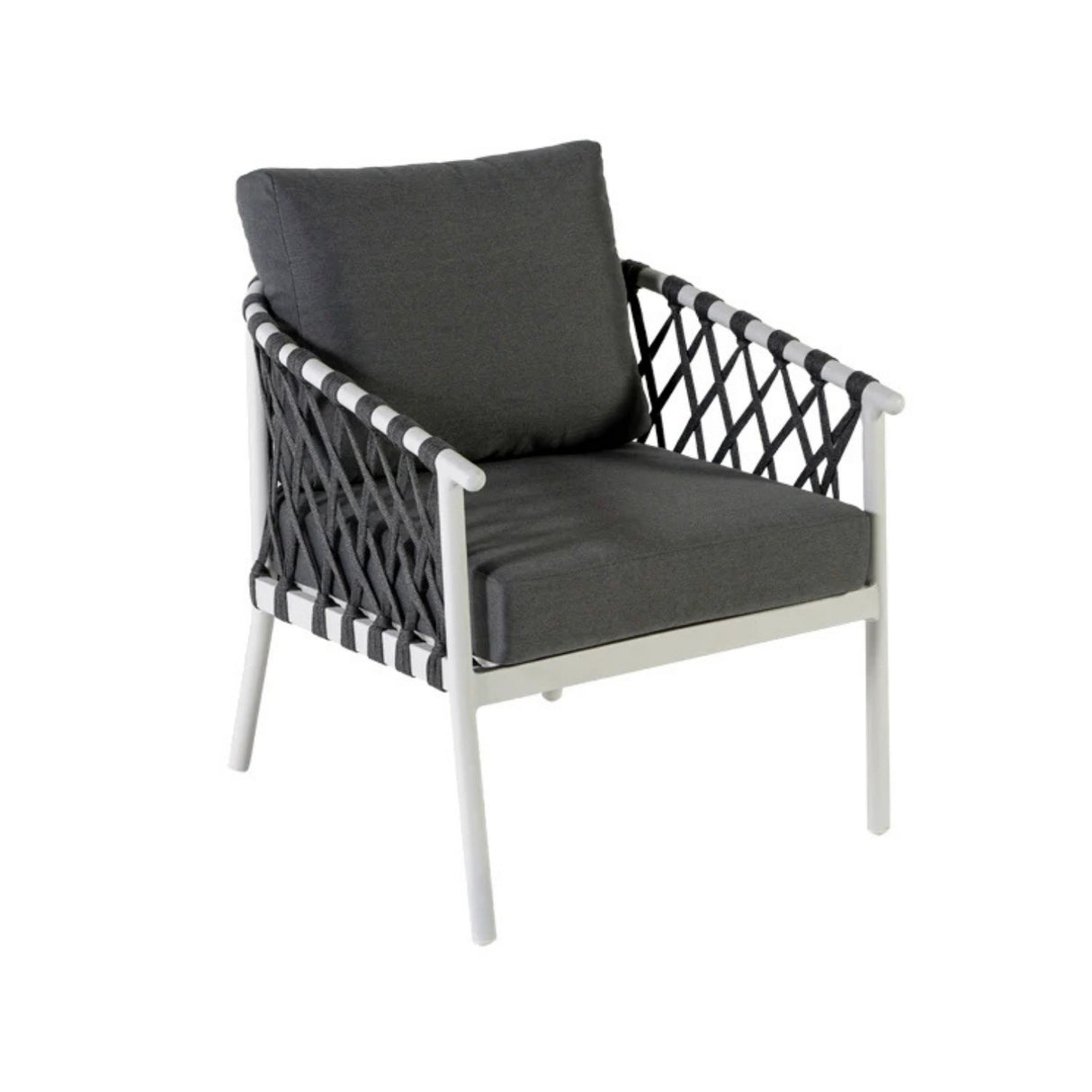 4-Piece Outdoor Rope Sofa Set With Glass Top Table (Grey)