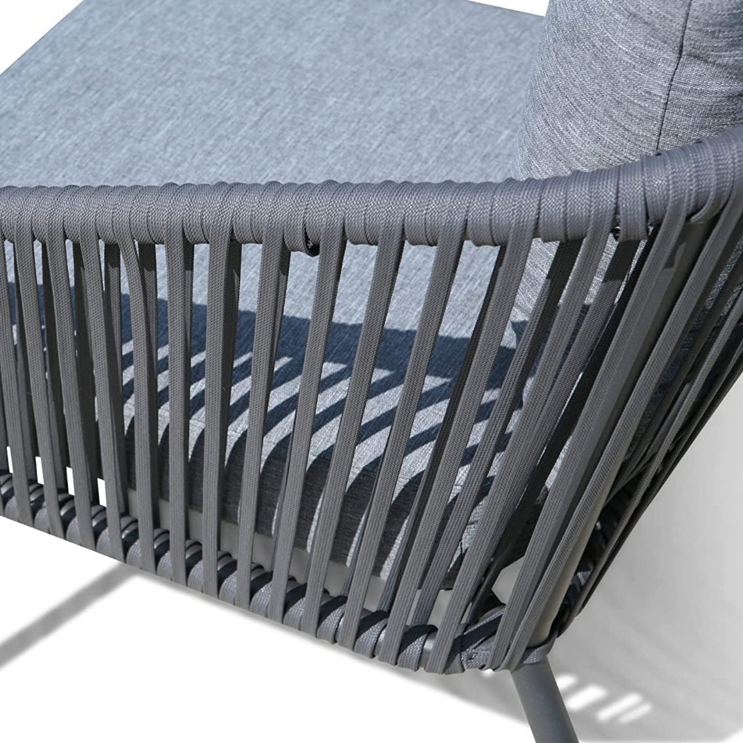 4-Piece Outdoor Rope Patio Sofa Set (Grey)