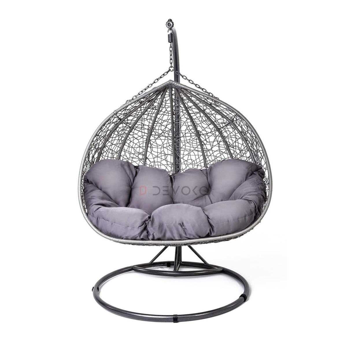 Double Seater Rattan & Wicker Swing (Grey)