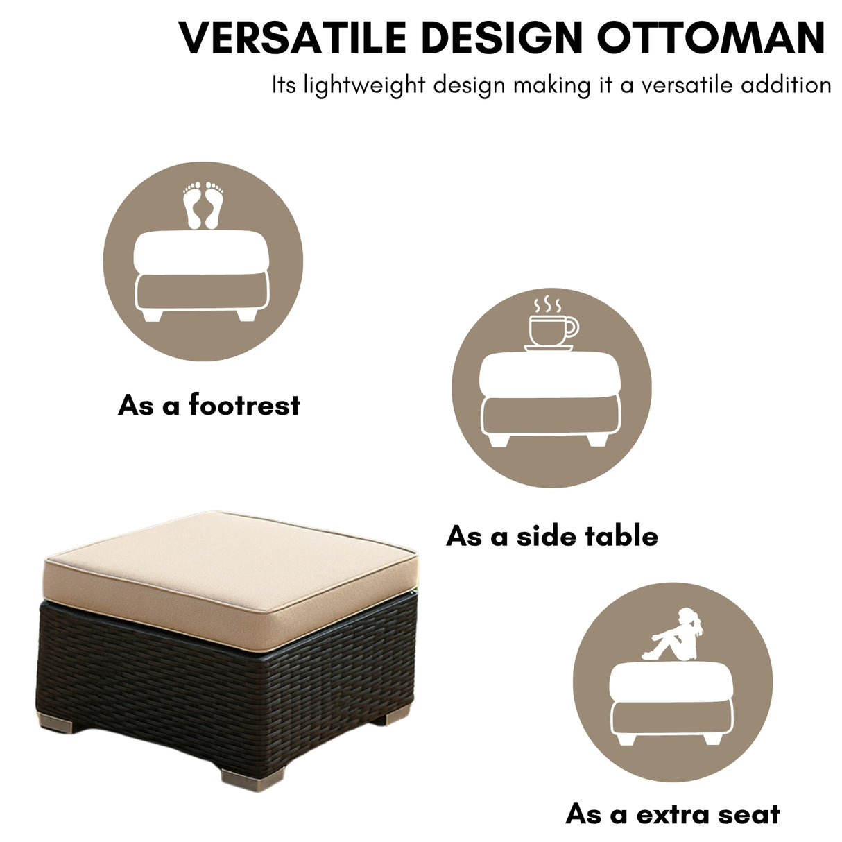 Outdoor 5 Piece HDPE Wicker Conversation Sofa Set