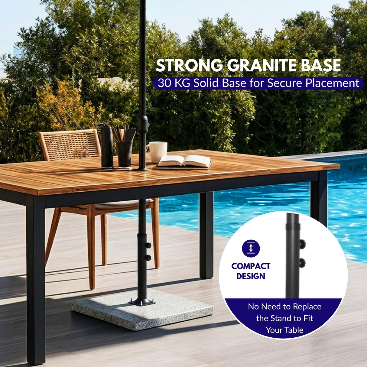 15FT Double-Sided Outdoor Patio Umbrella with Granite Base (White)